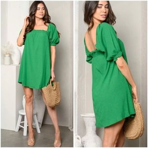 SUGARLIPS Miss Sunshine Kelly Green Convertible Sleeve Babydoll Dress